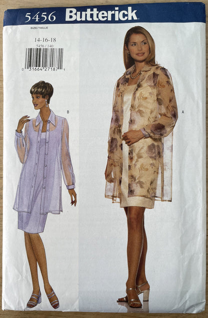 Butterick 5456 Womens Size 14-16 Petite Shirt Dress *