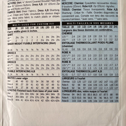 Butterick 5456 Womens Size 14-16 Petite Shirt Dress *