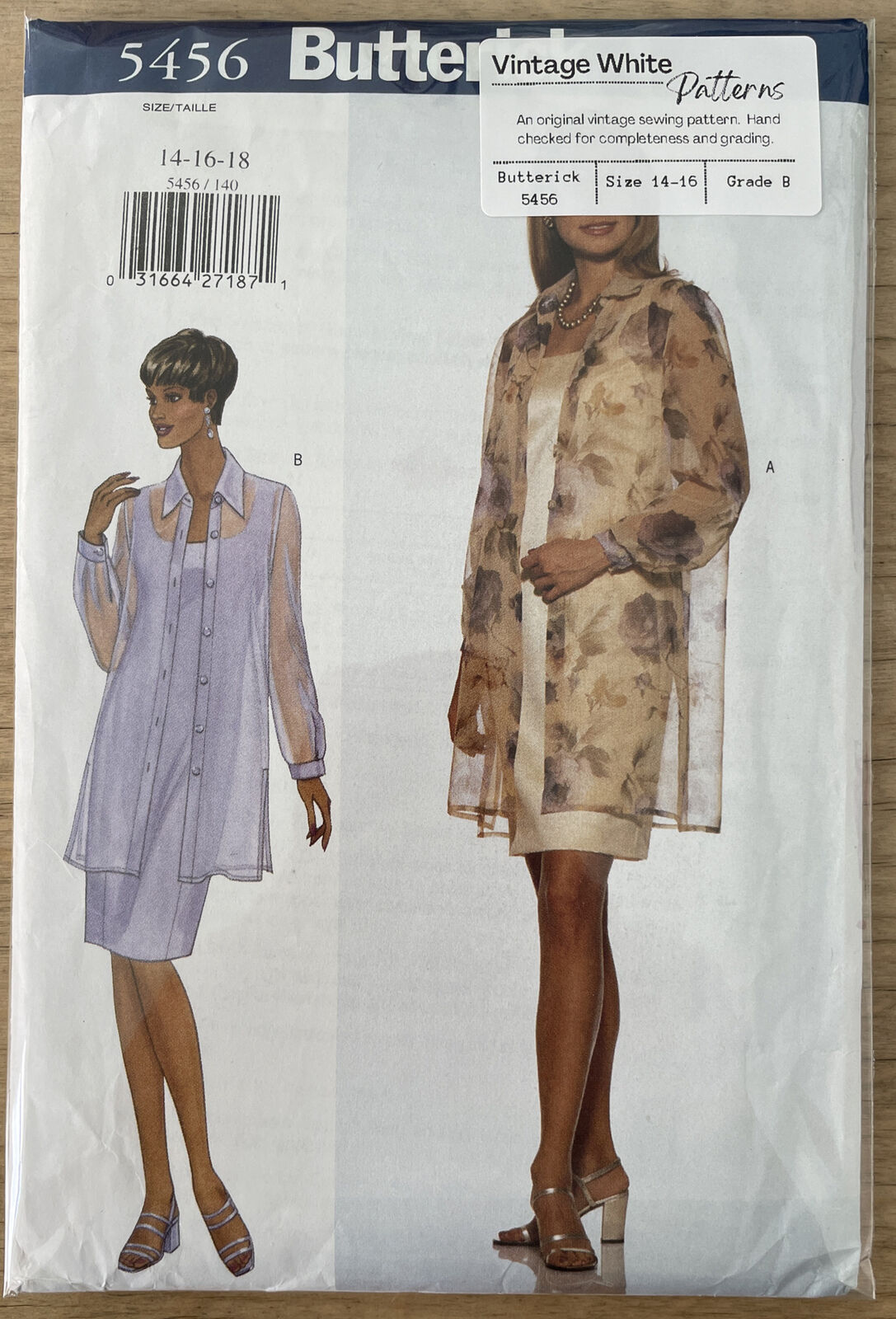 Butterick 5456 Womens Size 14-16 Petite Shirt Dress *