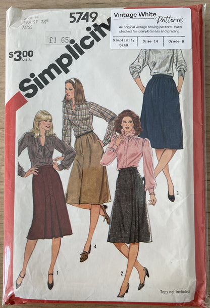 Simplicity 5749 Womens Size 14 Skirt *