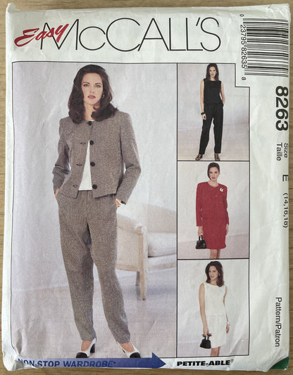 McCalls 8263 Womens Size 14 Jacket Top Dress Trousers Skirt *
