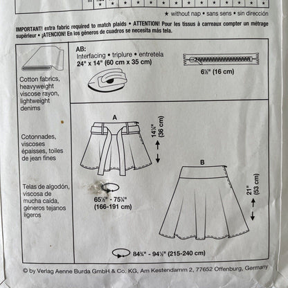 Burda 8176 Teen Size 34-46 EU Skirt FF *