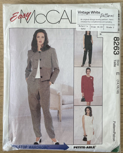 McCalls 8263 Womens Size 14 Jacket Top Dress Trousers Skirt *