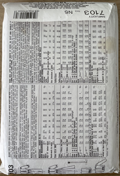 Simplicity 7103 Women Size 10-16 Petite Dress Skirt Jacket Top *