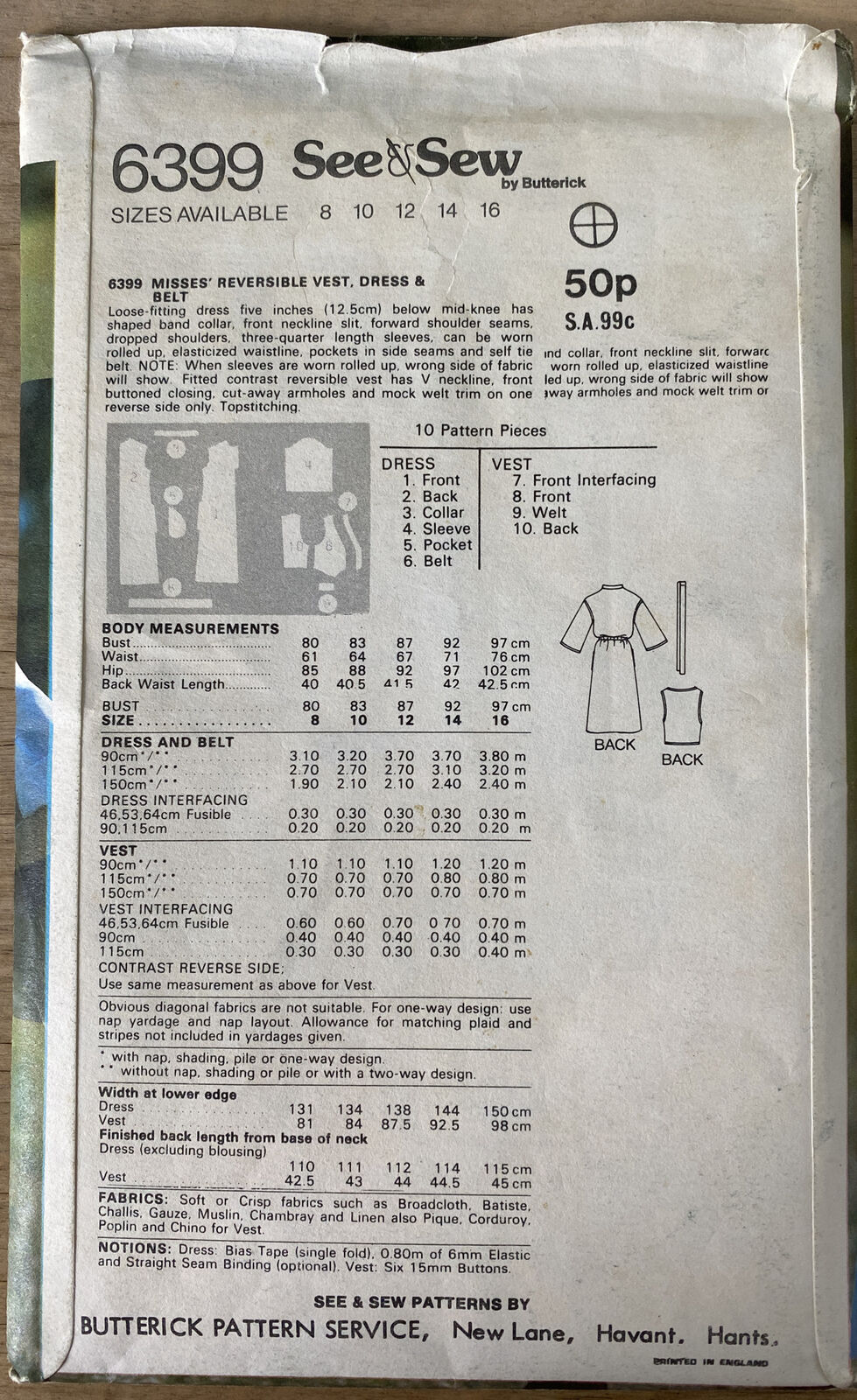 Butterick See &amp; Sew 6399 Womens Size 16 Dress *