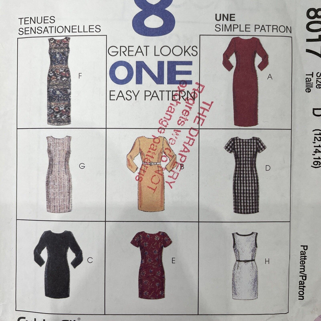 McCalls 8017 Womens Size 12-16 Dress *