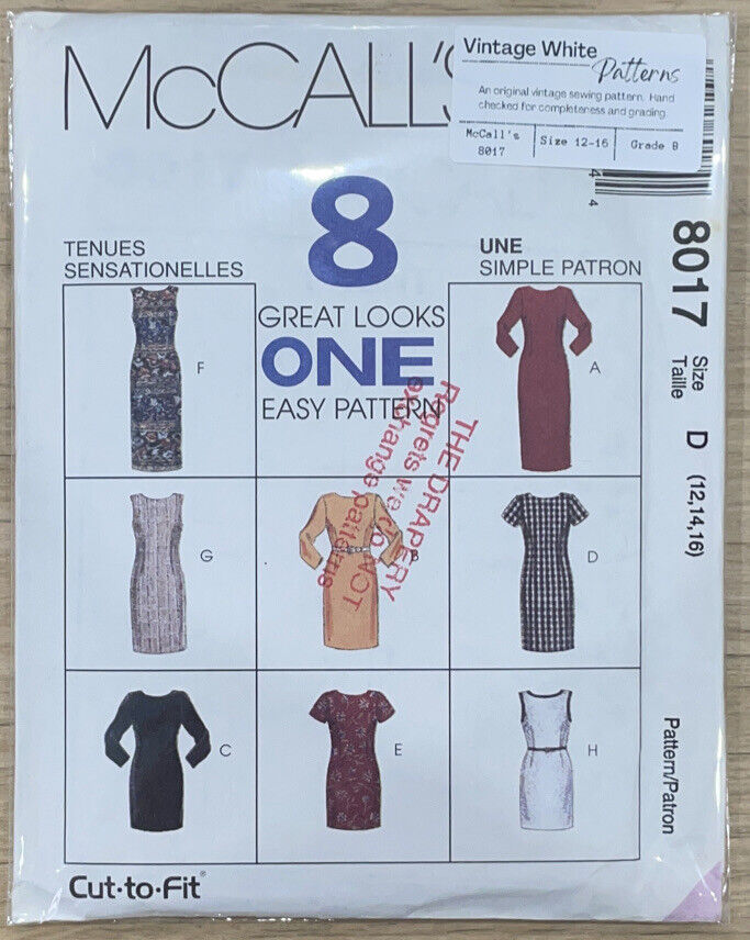 McCalls 8017 Womens Size 12-16 Dress *