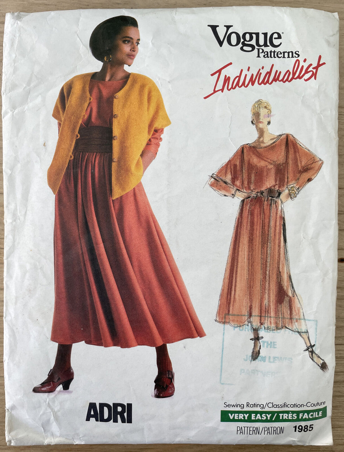 Vogue 1985 Womens Size 12 Jacket Top Skirt