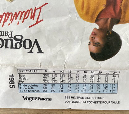 Vogue 1985 Womens Size 12 Jacket Top Skirt