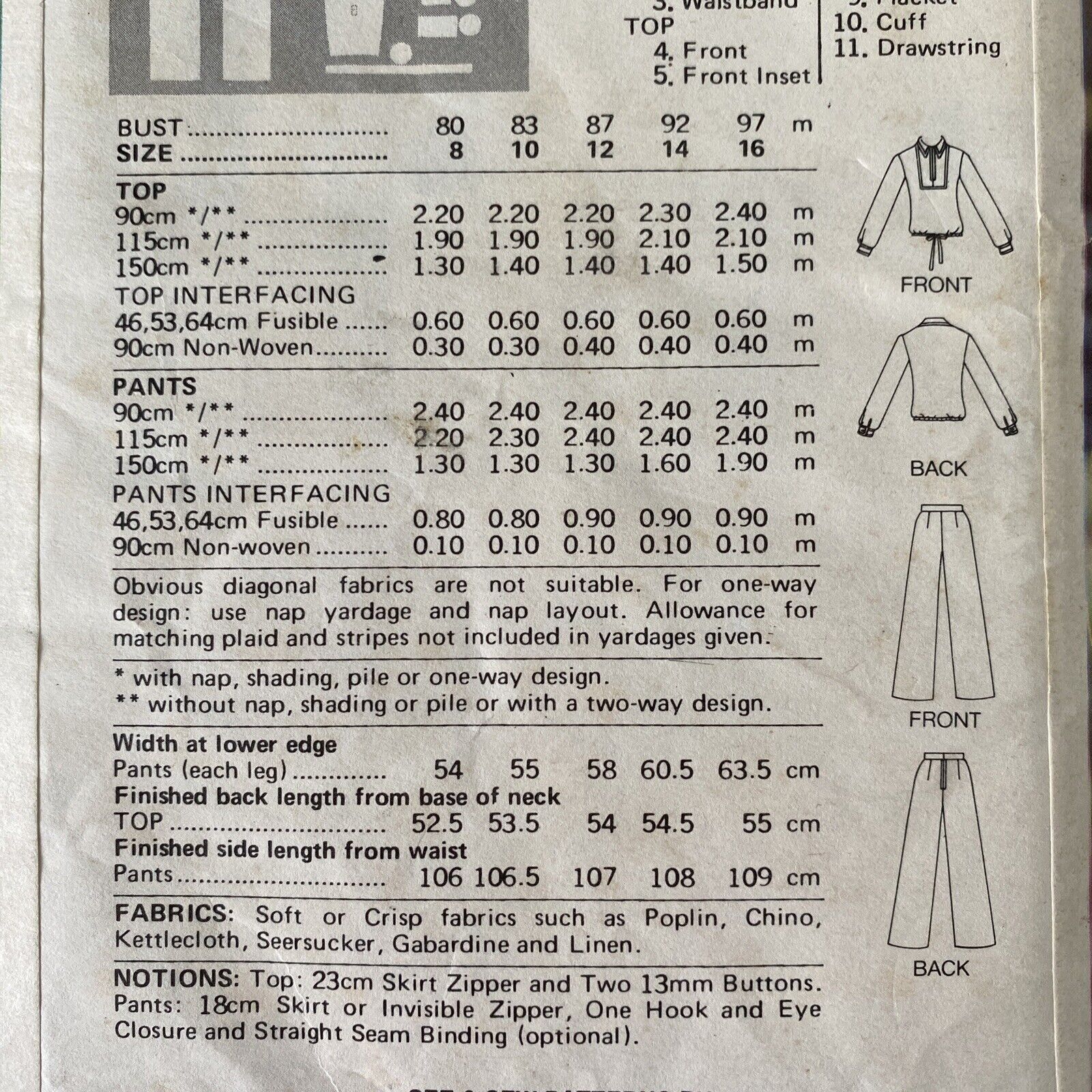 Butterick See &amp; Sew 6002 Womens Size 14 Top Trousers *