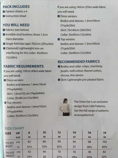 Simply Sewing The Orion Set Womens Size 8-18 Top Dress FF