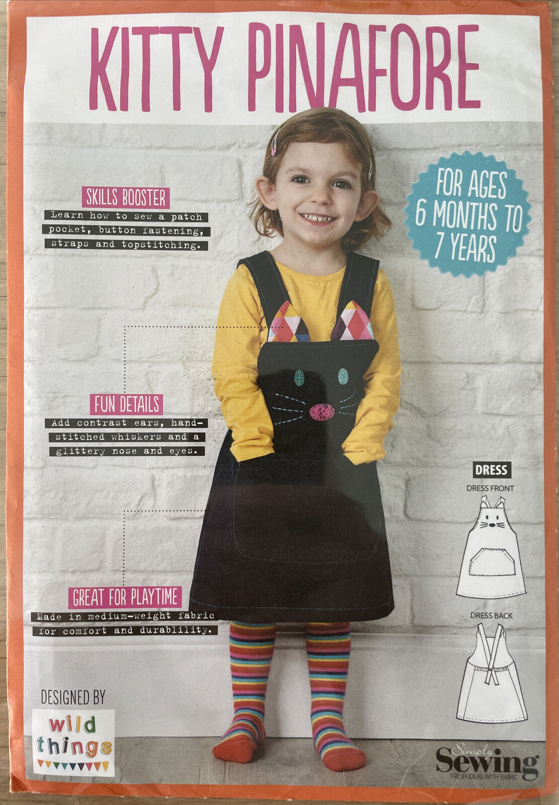 Simply Sewing Kitty Pinafore Size 6mths -7 Years FF