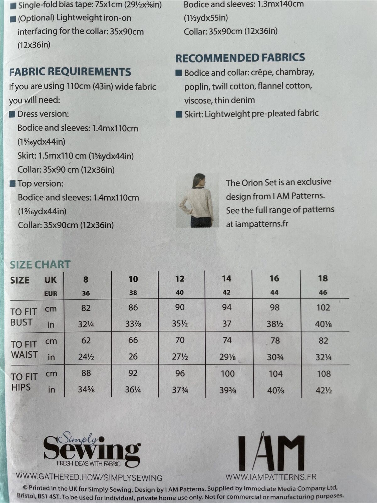 Simply Sewing The Orion Set Womens Size 8-18 Top Dress FF