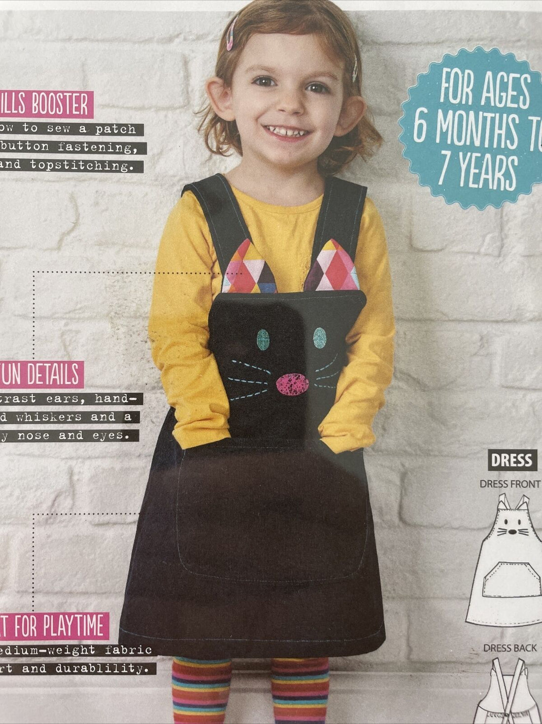 Simply Sewing Kitty Pinafore Size 6mths -7 Years FF