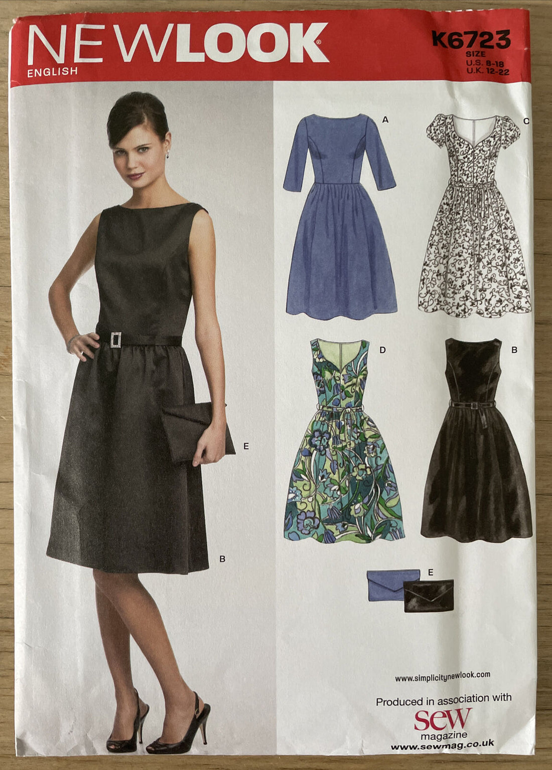 New Look K6723 Womens Size 8-18 Dress Clutch Belt FF *