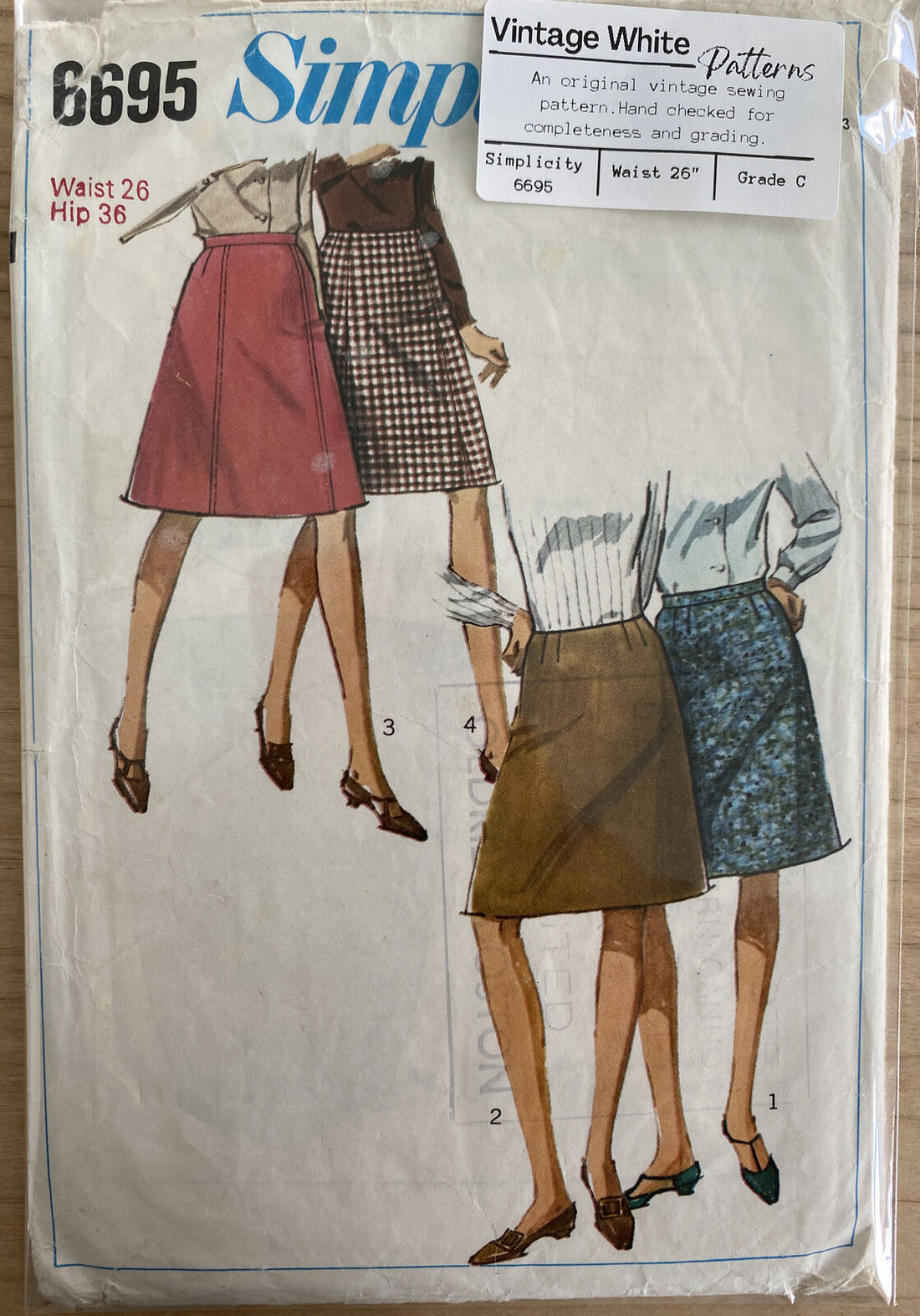 Simplicity 6695 Womens Waist 26” Skirt *