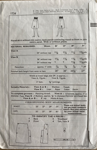 Style 1734 Womens Waist 27” Skirt