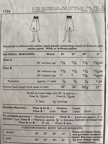 Style 1734 Womens Waist 27” Skirt