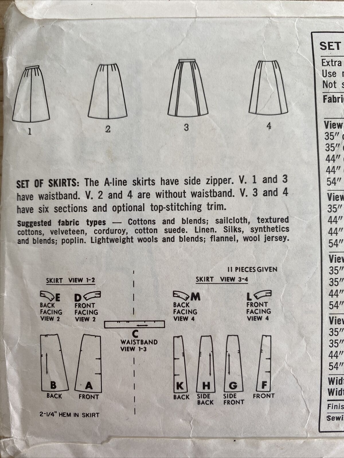 Simplicity 6695 Womens Waist 26” Skirt *