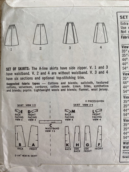 Simplicity 6695 Womens Waist 26” Skirt *