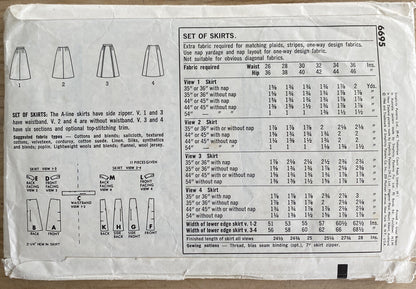 Simplicity 6695 Womens Waist 26” Skirt *