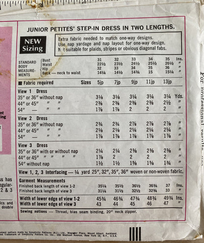 Simplicity 7451 Teen/Girl Size 9 Dress *