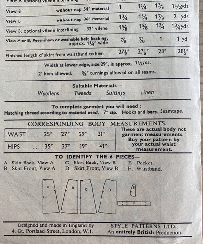 Style 1422 Womens Waist 25” Skirt