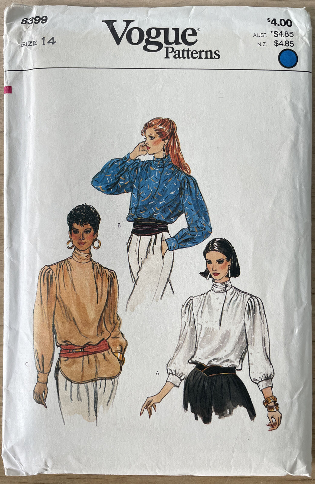 Vogue 8399 Womens Size 14 Petite Blouse, Shirt, Top FF