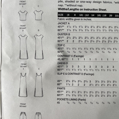 Vogue 2148 Womens Size 12-16 Dress Jacket Top Trousers