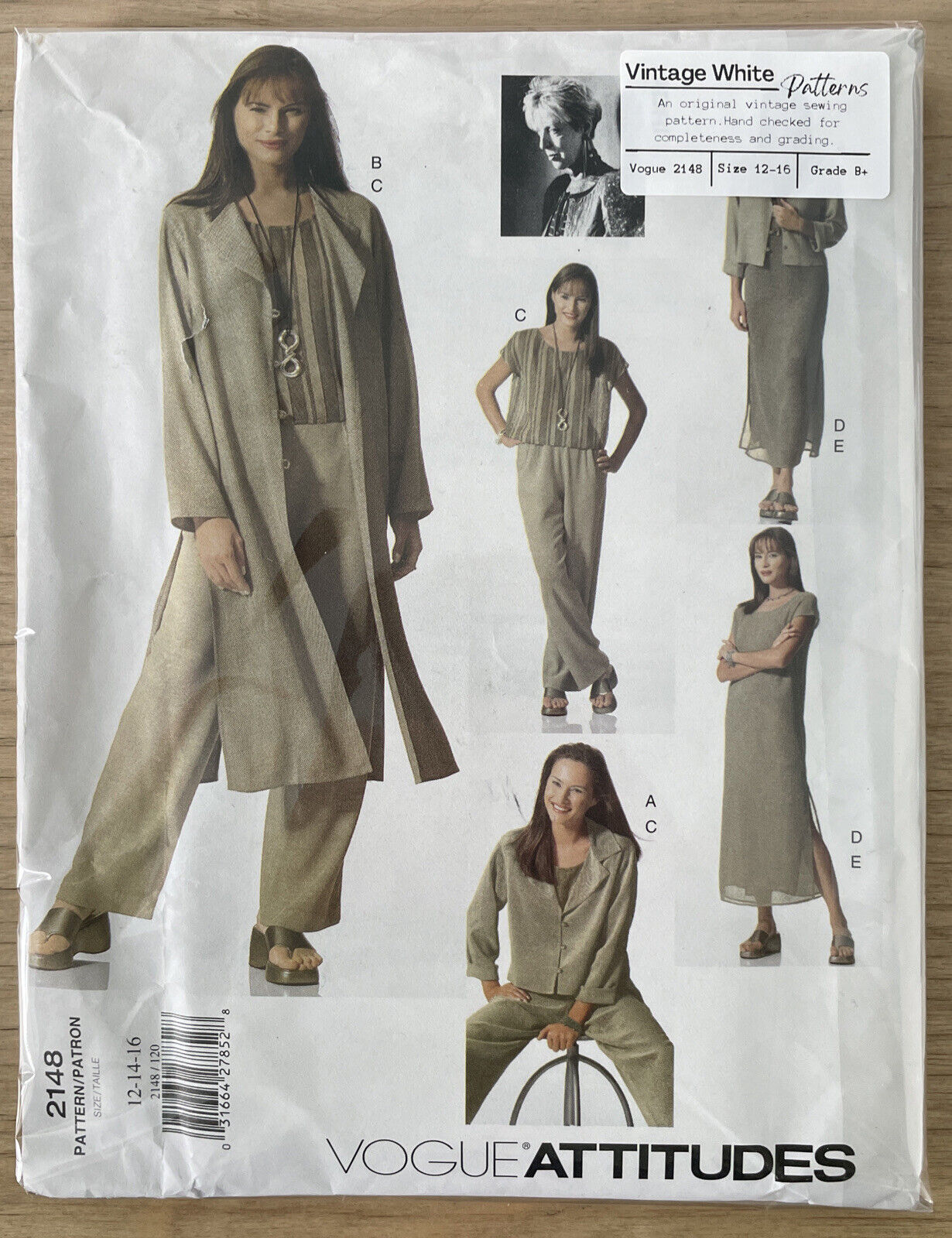 Vogue 2148 Womens Size 12-16 Dress Jacket Top Trousers