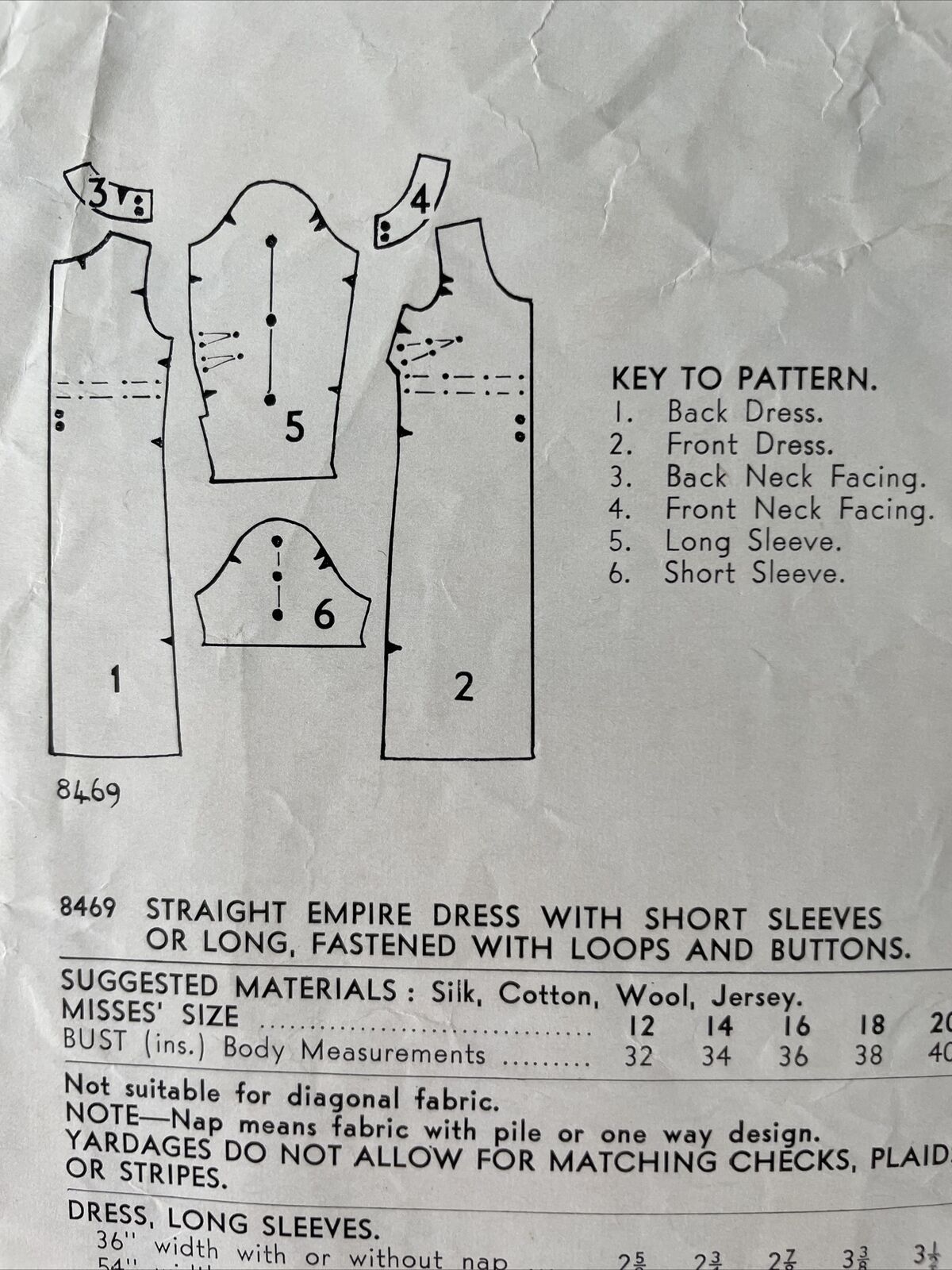 Weldons 8469 Womens Size 16 Bust 36”Dress *