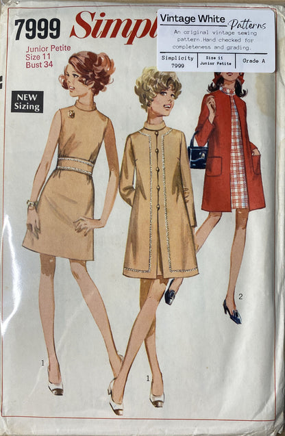 Simplicity 7999 Size 11 Petite Coat Dress *