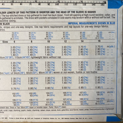 Simplicity 7049 Womens Size 14 Dress Top Trousers *