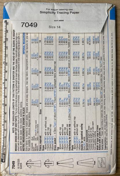 Simplicity 7049 Womens Size 14 Dress Top Trousers *