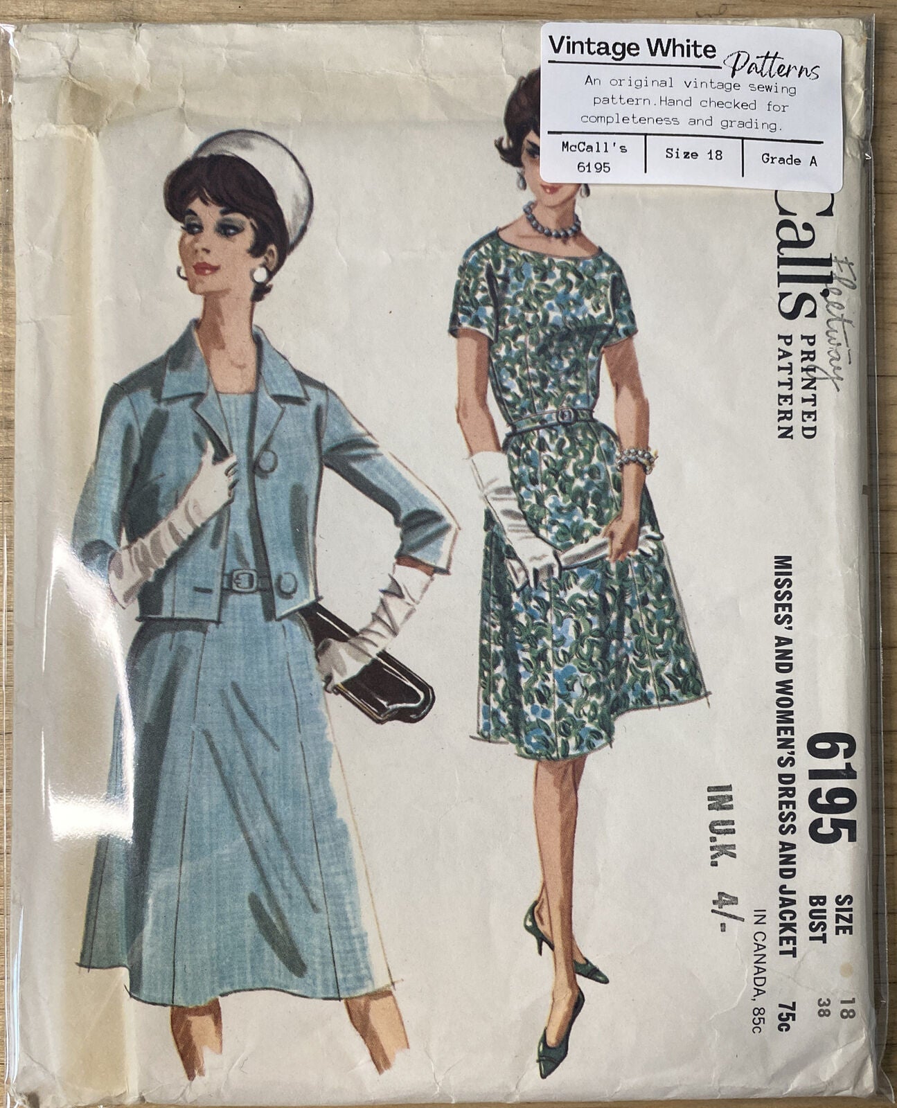 McCalls 6195 Womens Size 18 Jacket Dress *