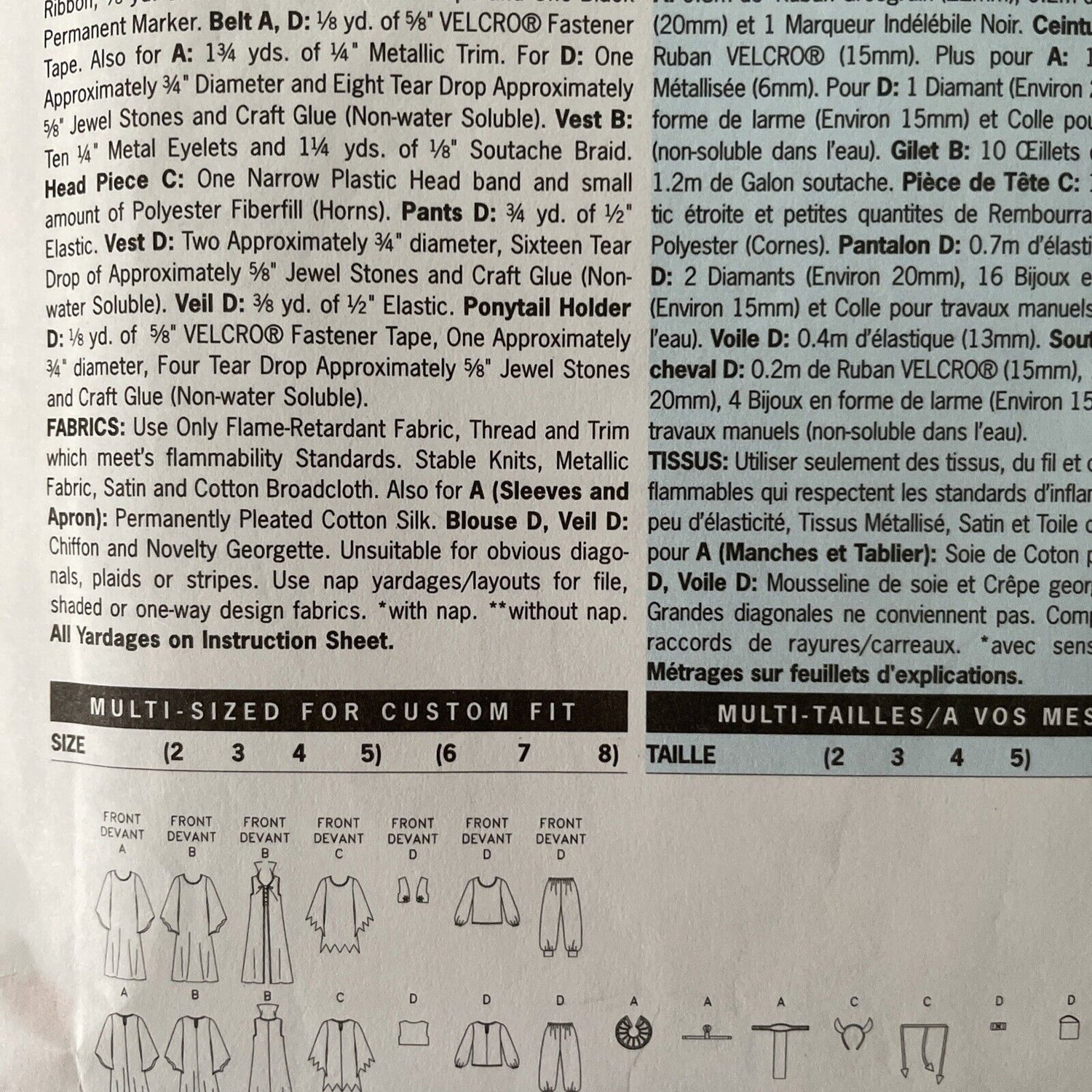 Butterick 3582 Child Size 2-5 Fancy Dress Costume *