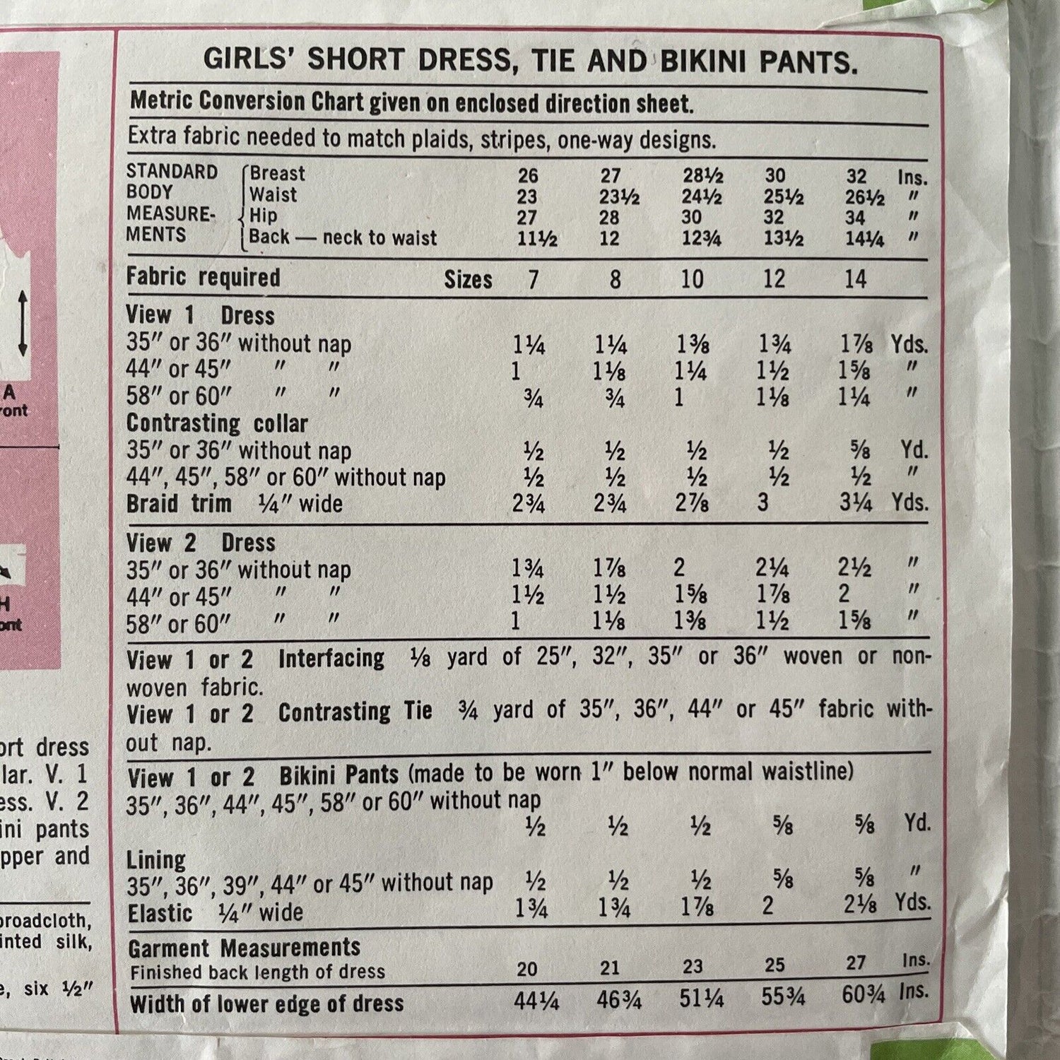 Simplicity 5599 Child Size 7 Dress FF *