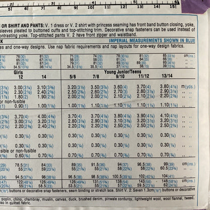 Simplicity 7278 Girl Size 12 Dress Shirt Trousers *