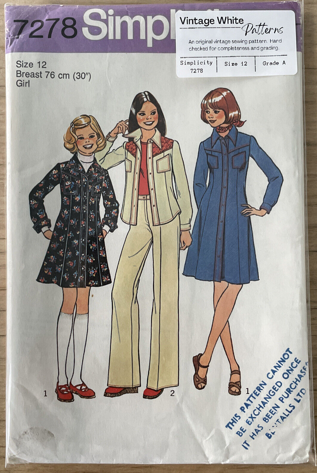 Simplicity 7278 Girl Size 12 Dress Shirt Trousers *