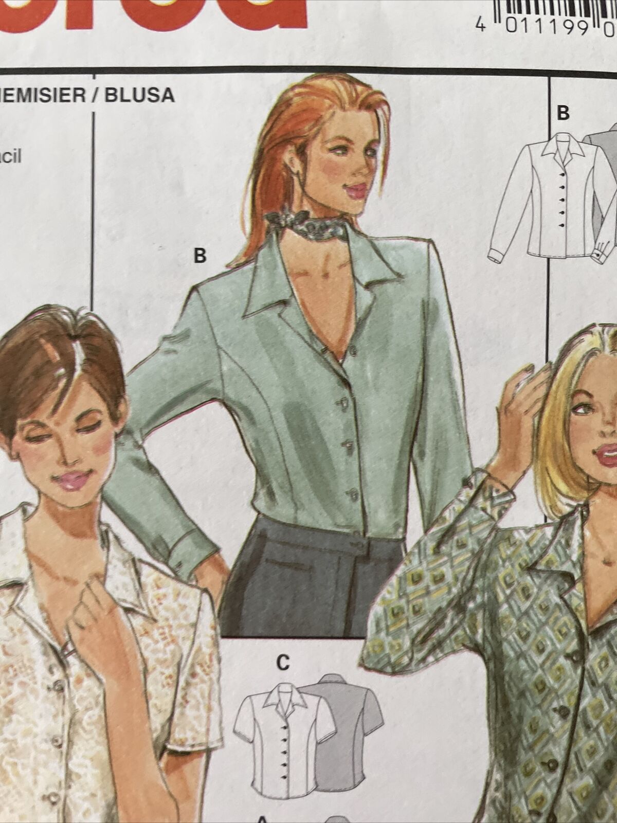 Burda 3087 Womens Size 8-18 Blouse Shirt Top FF *