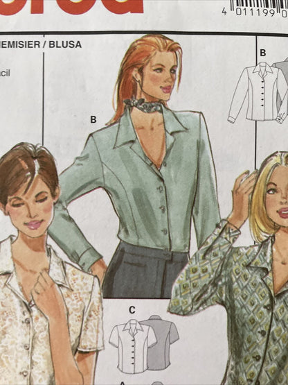 Burda 3087 Womens Size 8-18 Blouse Shirt Top FF *