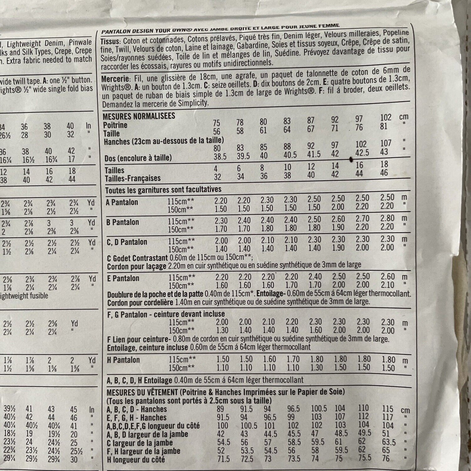 Simplicity 5350 Womens Size 12-18 Trousers FF