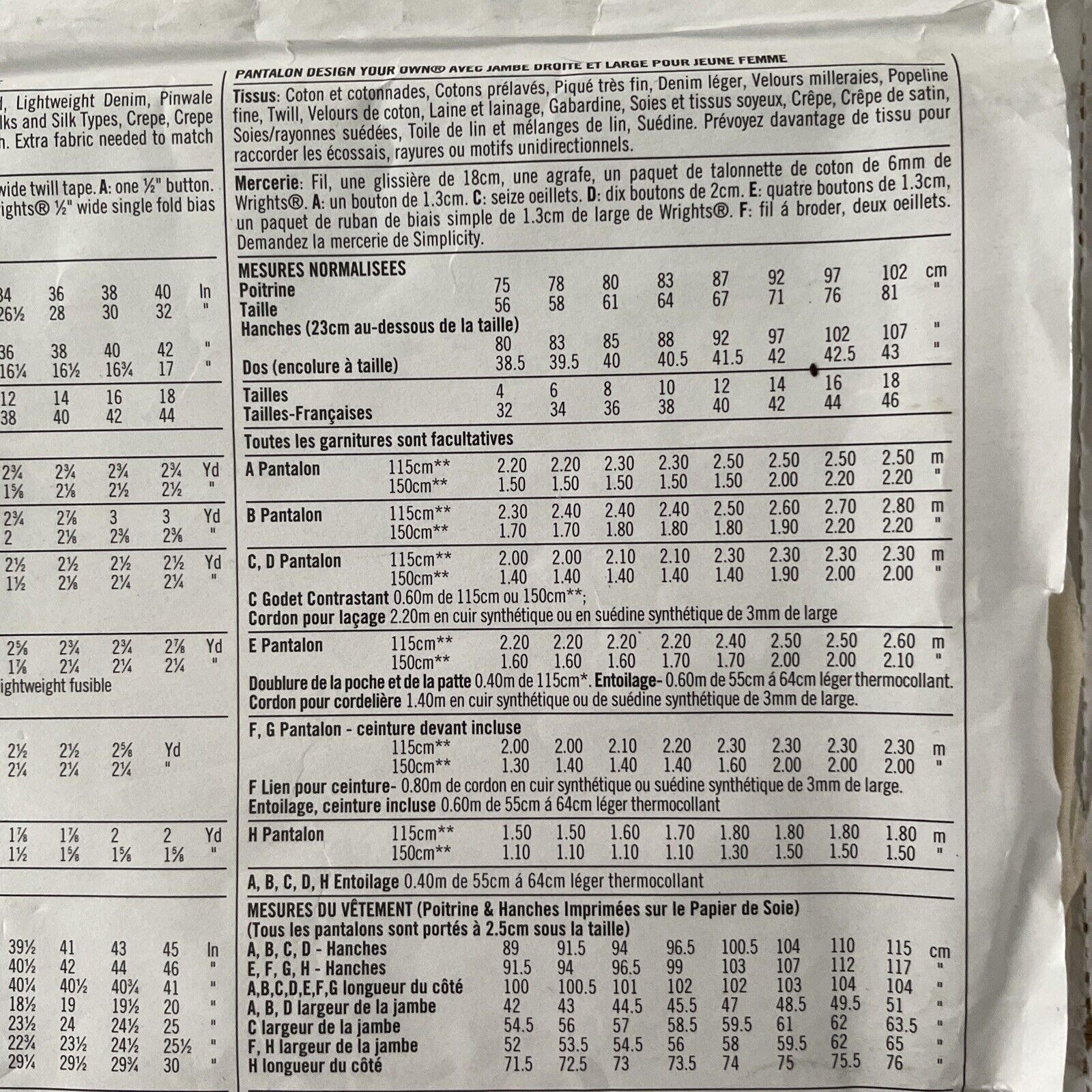 Simplicity 5350 Womens Size 12-18 Trousers FF