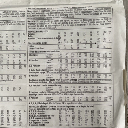 Simplicity 5350 Womens Size 12-18 Trousers FF