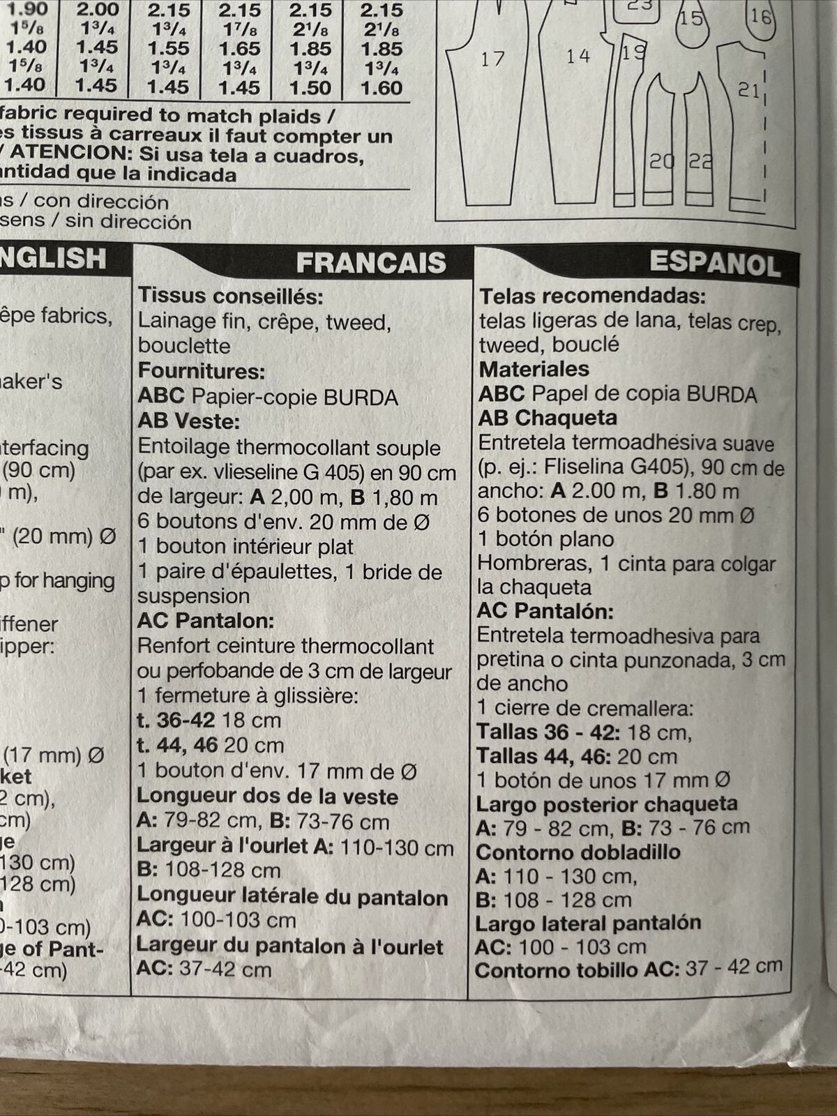 Burda 3346 Womens Size 10-20 Jacket Trousers FF *