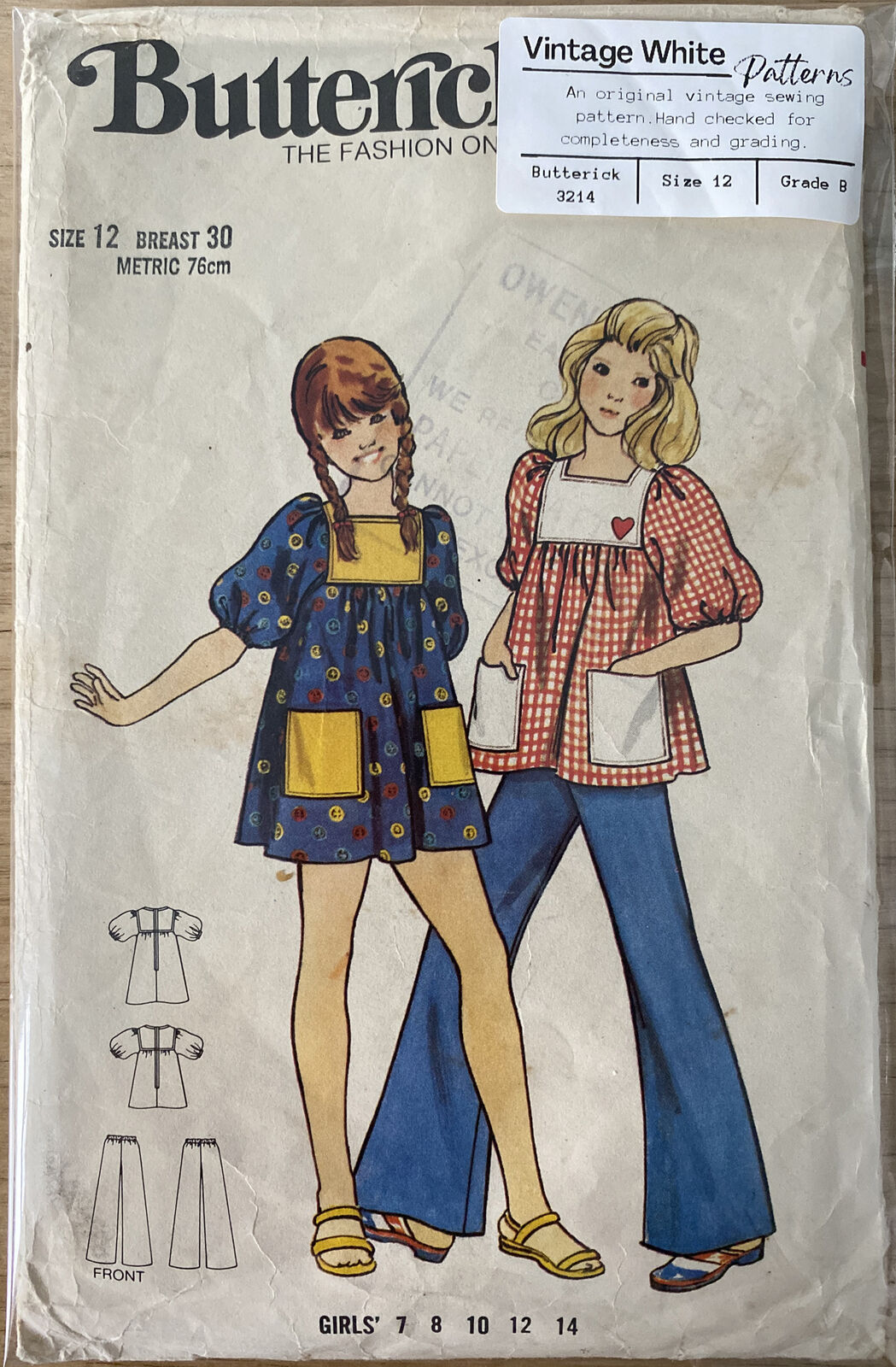 Butterick 3214 Child Size 12 Dress Top Trousers *