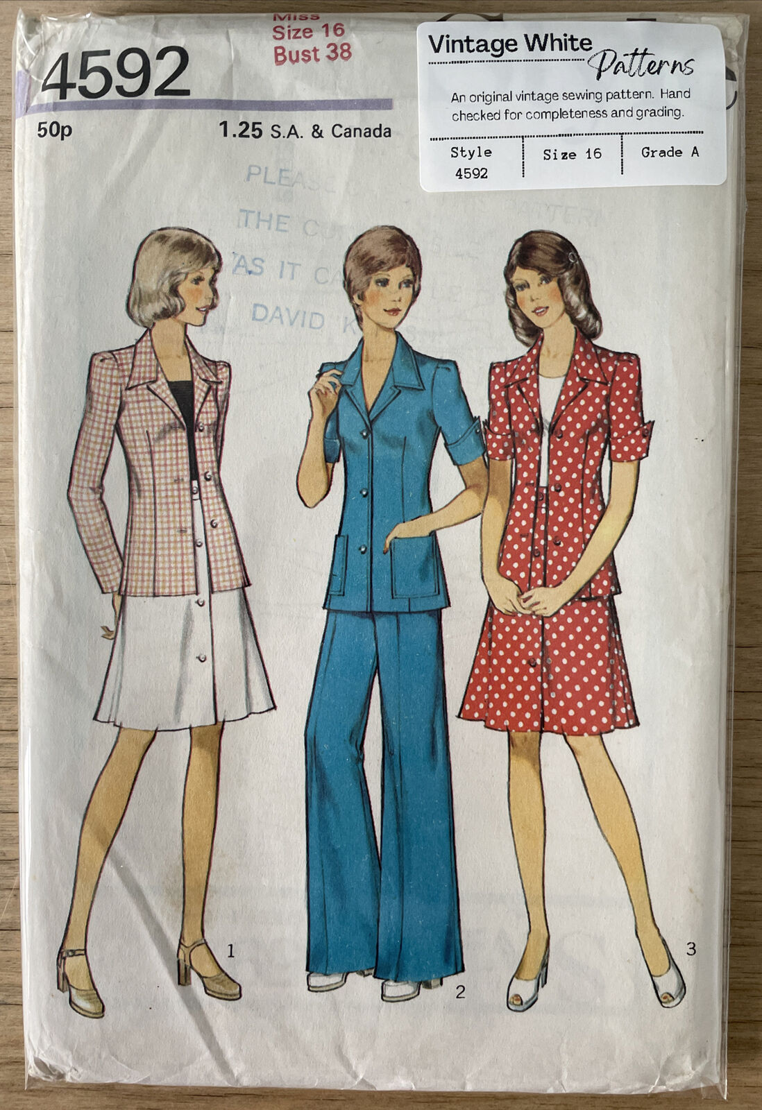 Style 4592 Size 16 Jacket Trousers Skirt FF