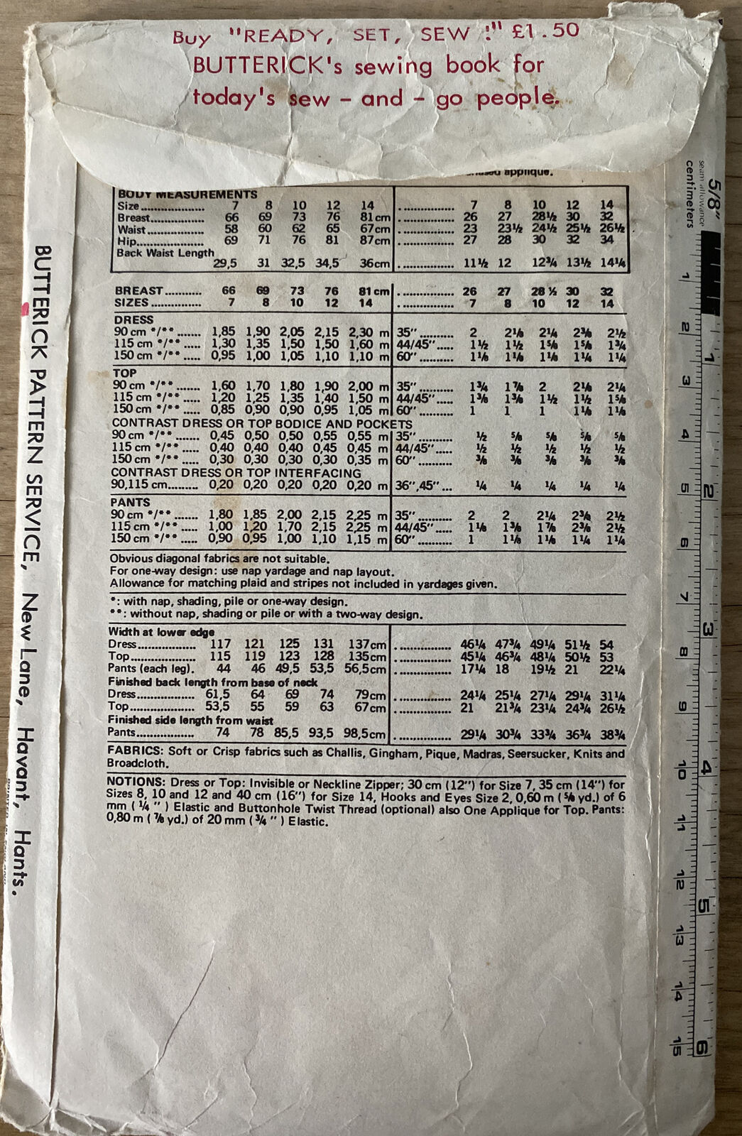 Butterick 3214 Child Size 12 Dress Top Trousers *