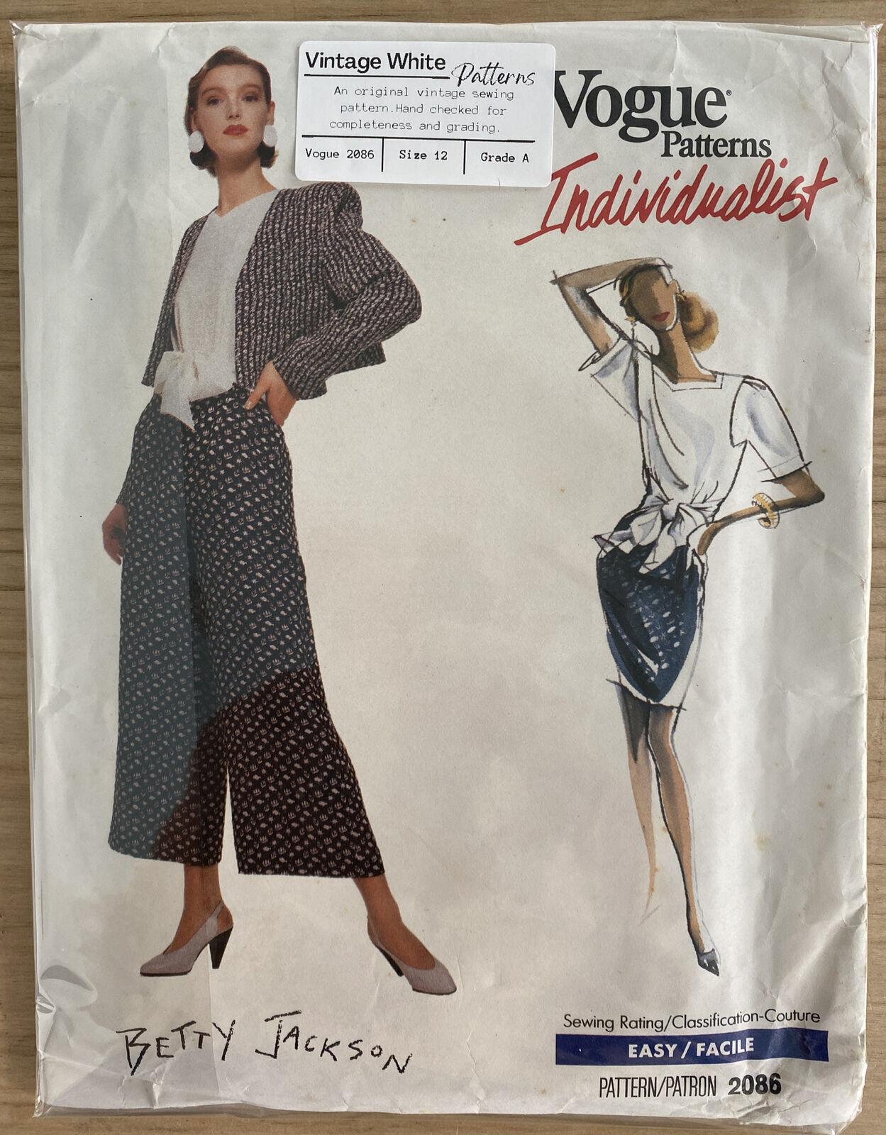 Vogue 2086 Size 12 Skirt Top Pants Jacket FF