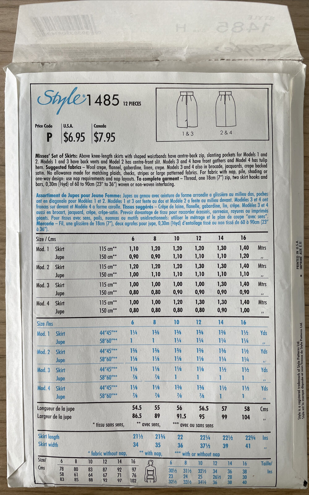 Style 1485 Womens Size 6-10 Skirt
